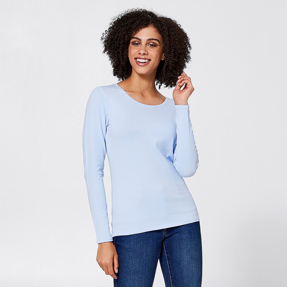 Long Sleeve Fitted Crew T-Shirt - Sky 