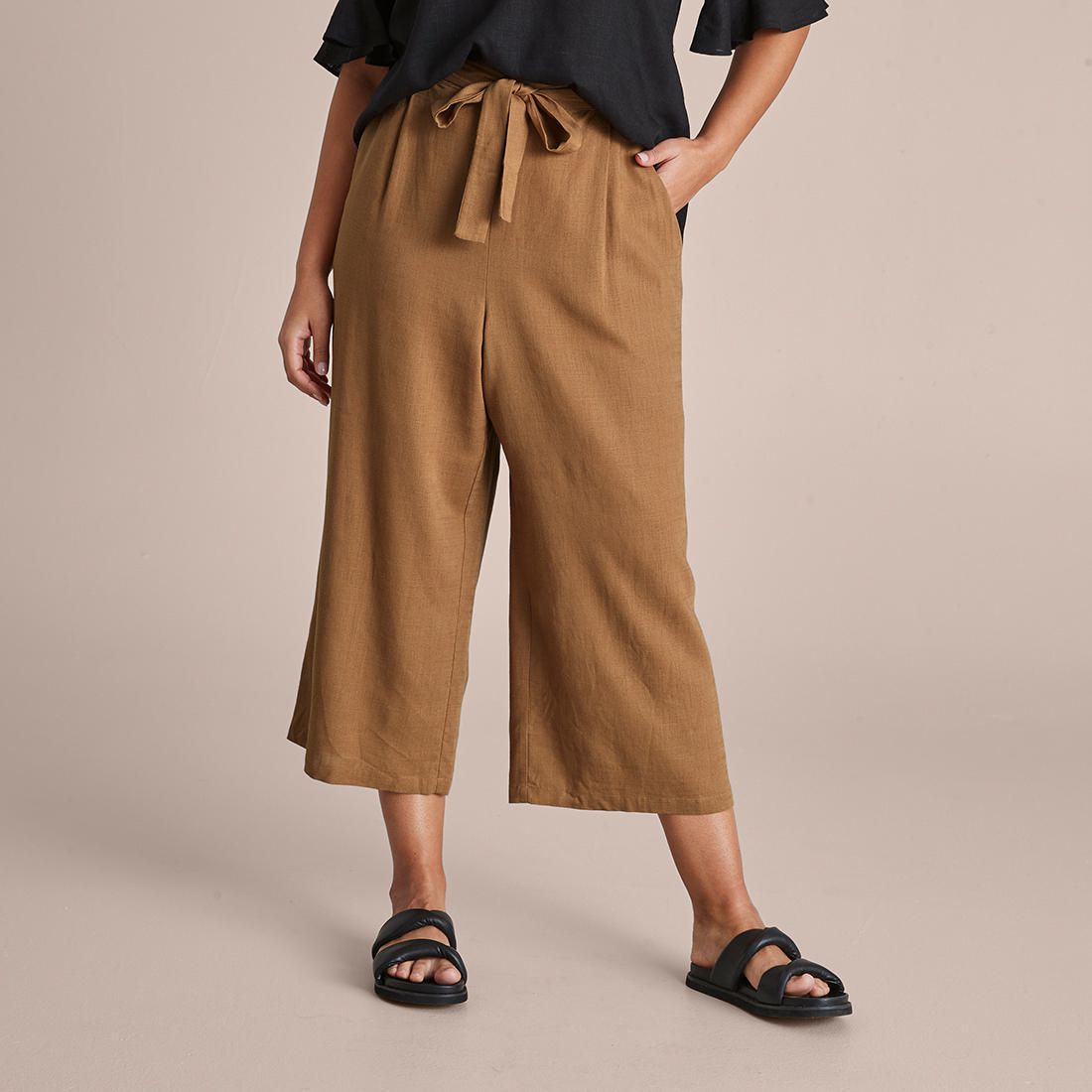 Curve Linen Blend Crop Pants | Target 