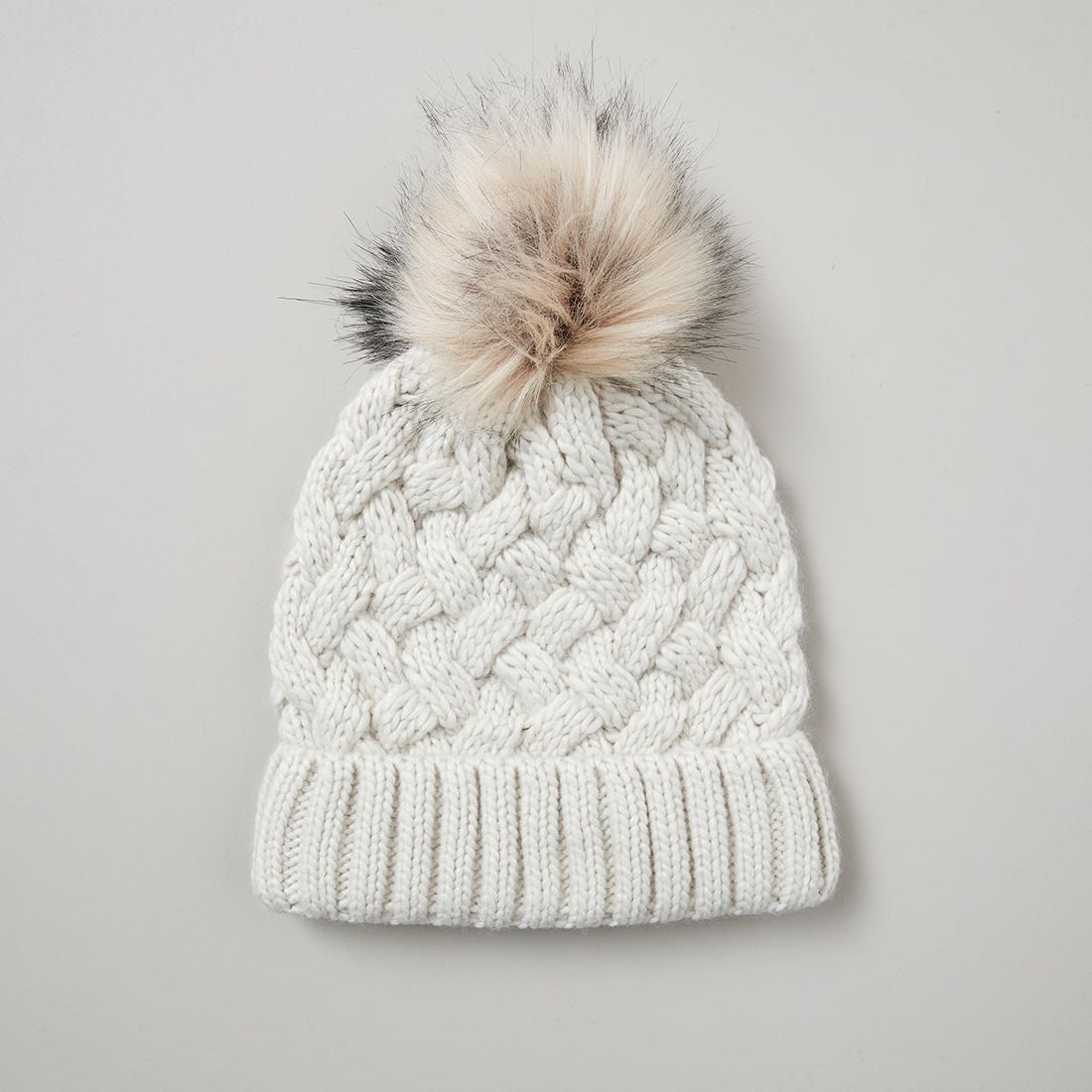 Cable Knit Beanie - Winter White 