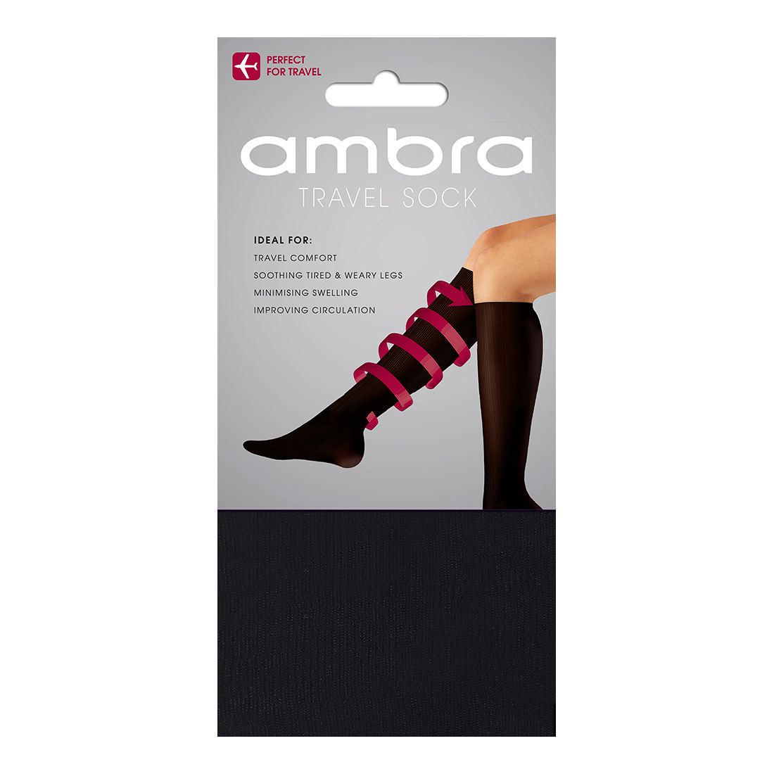 Ambra Knee High Travel Socks - Black