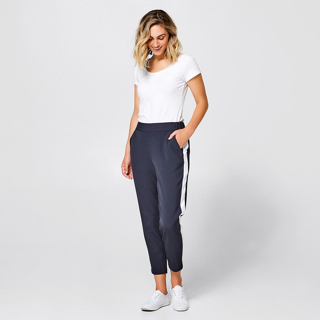 Side Stripe Jogger Pants - Navy/White 