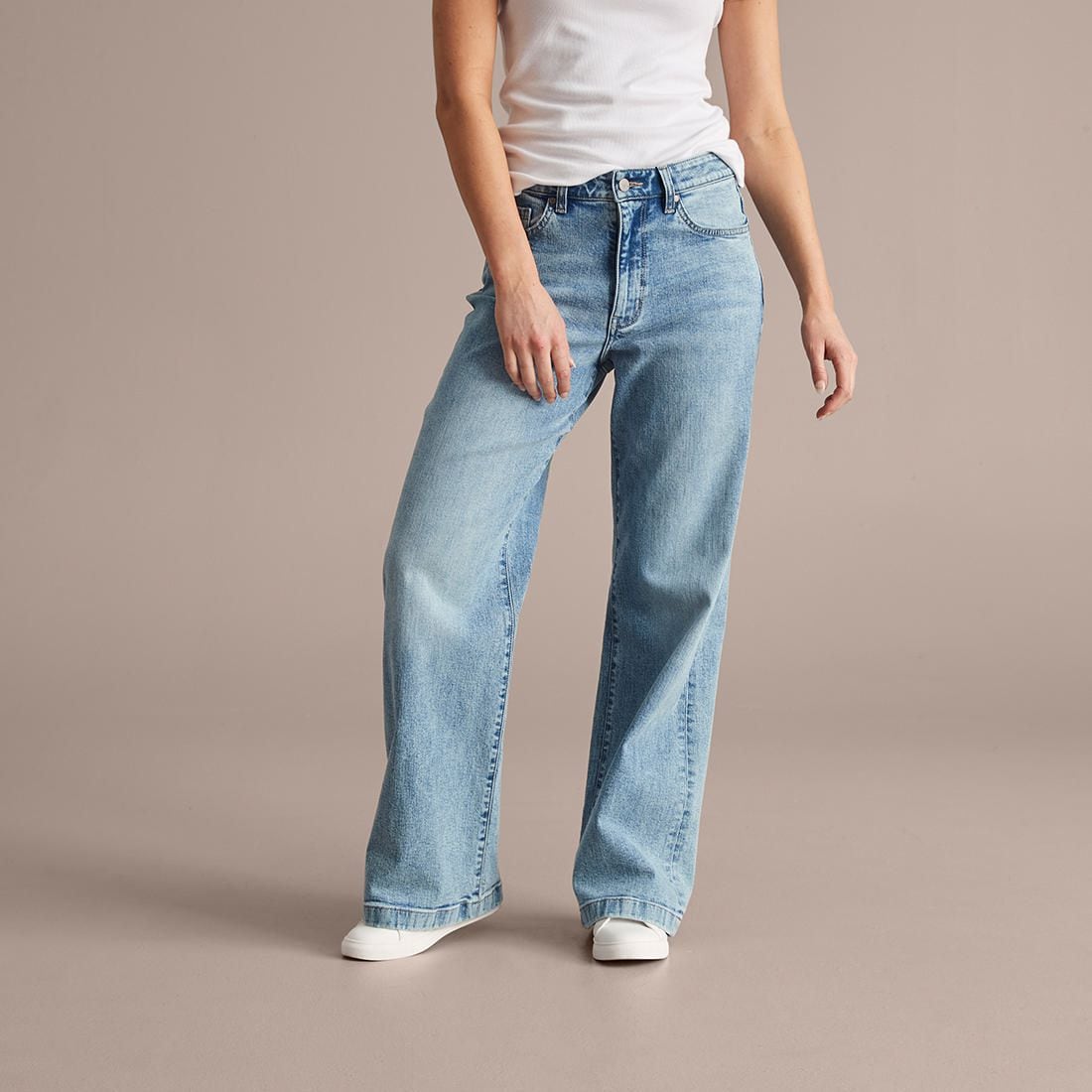 high rise wide leg denim