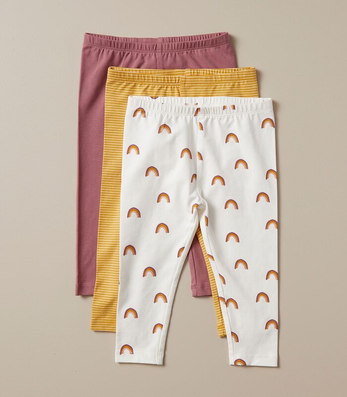 Baby Organic Cotton 3 Pack Leggings Yellow Rainbow Stripe Target Australia