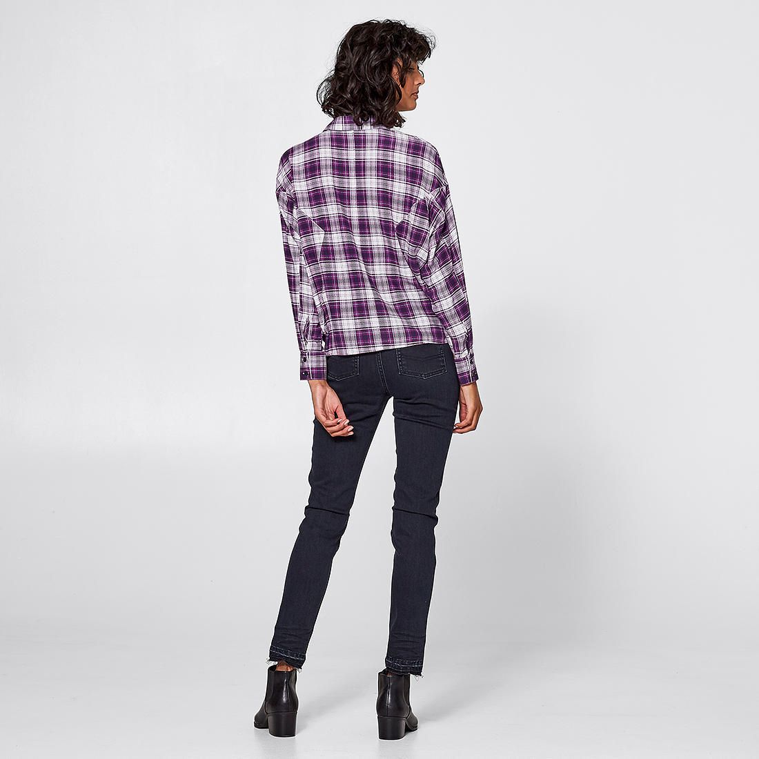 Bettina Liano Crop Check Shirt - Berry 