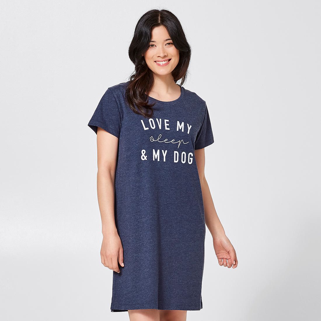T-Shirt Nightie - Love My Sleep and Dog 