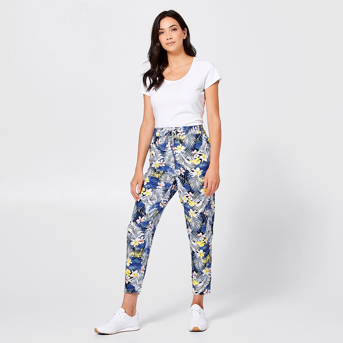 Relaxed Hem Jogger Pants - Palm Print 