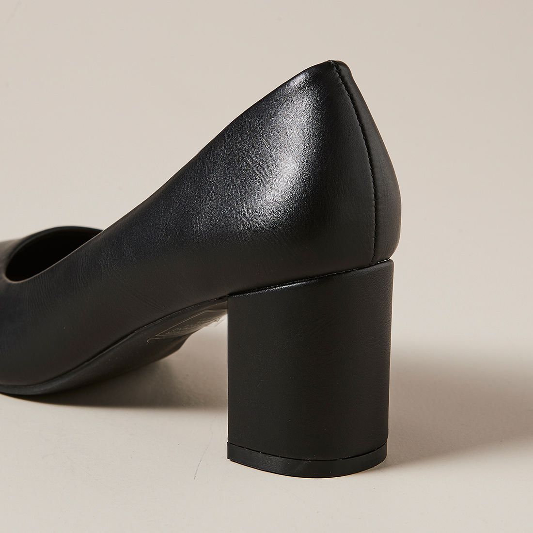 leather black block heels