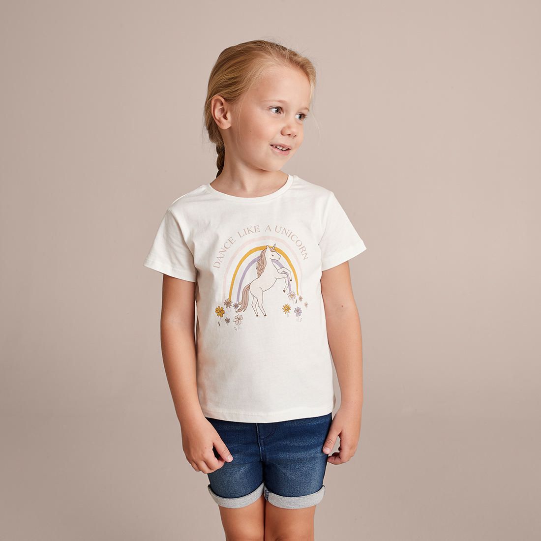 Organic Cotton Print T-shirt - Cream 