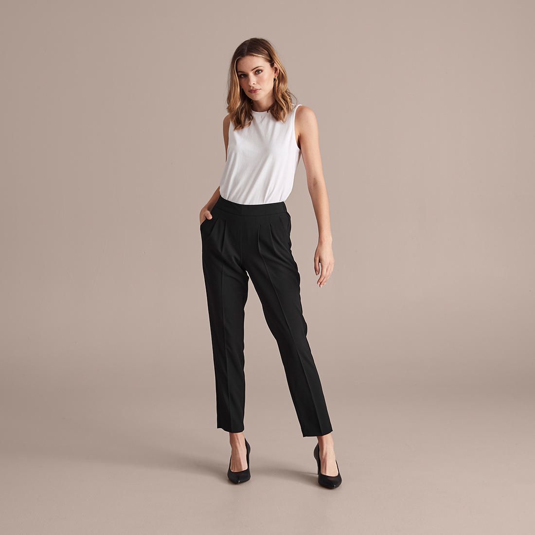 Preview Tapered Pleat Front Pants 