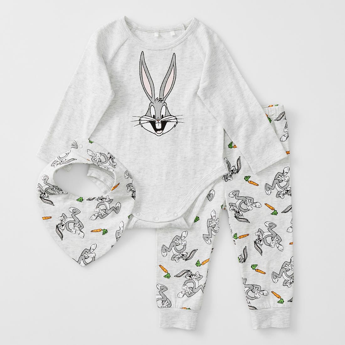 Baby Looney Tunes Bugs Bunny 3 Piece Set Grey Target Australia