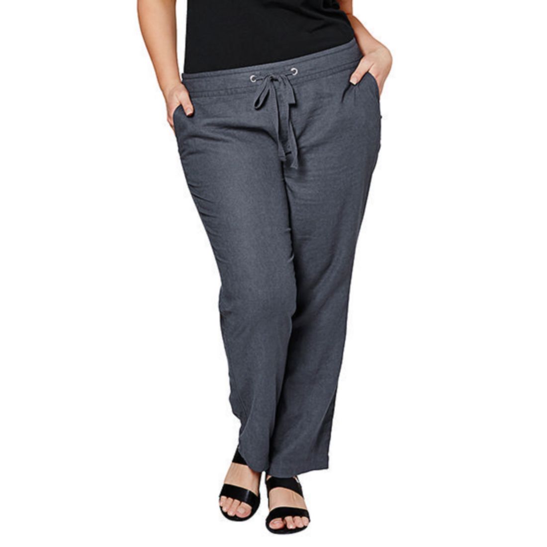Belle Curve Drawstring Linen Pants 