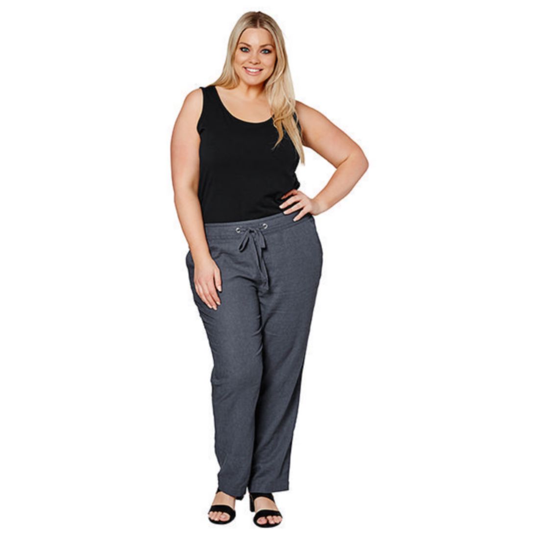 Belle Curve Drawstring Linen Pants 