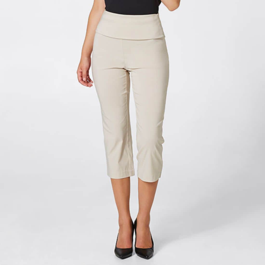 Bengaline Foldover Waist Crop Pants 
