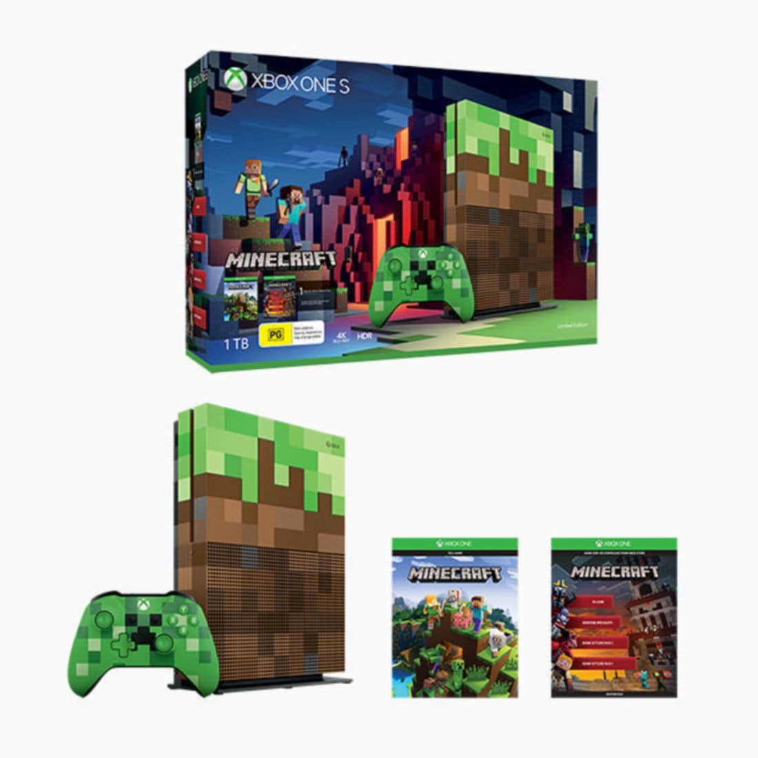 Console Xbox One S 1tb Edição Minecraft + Jogo Minecraft Dig