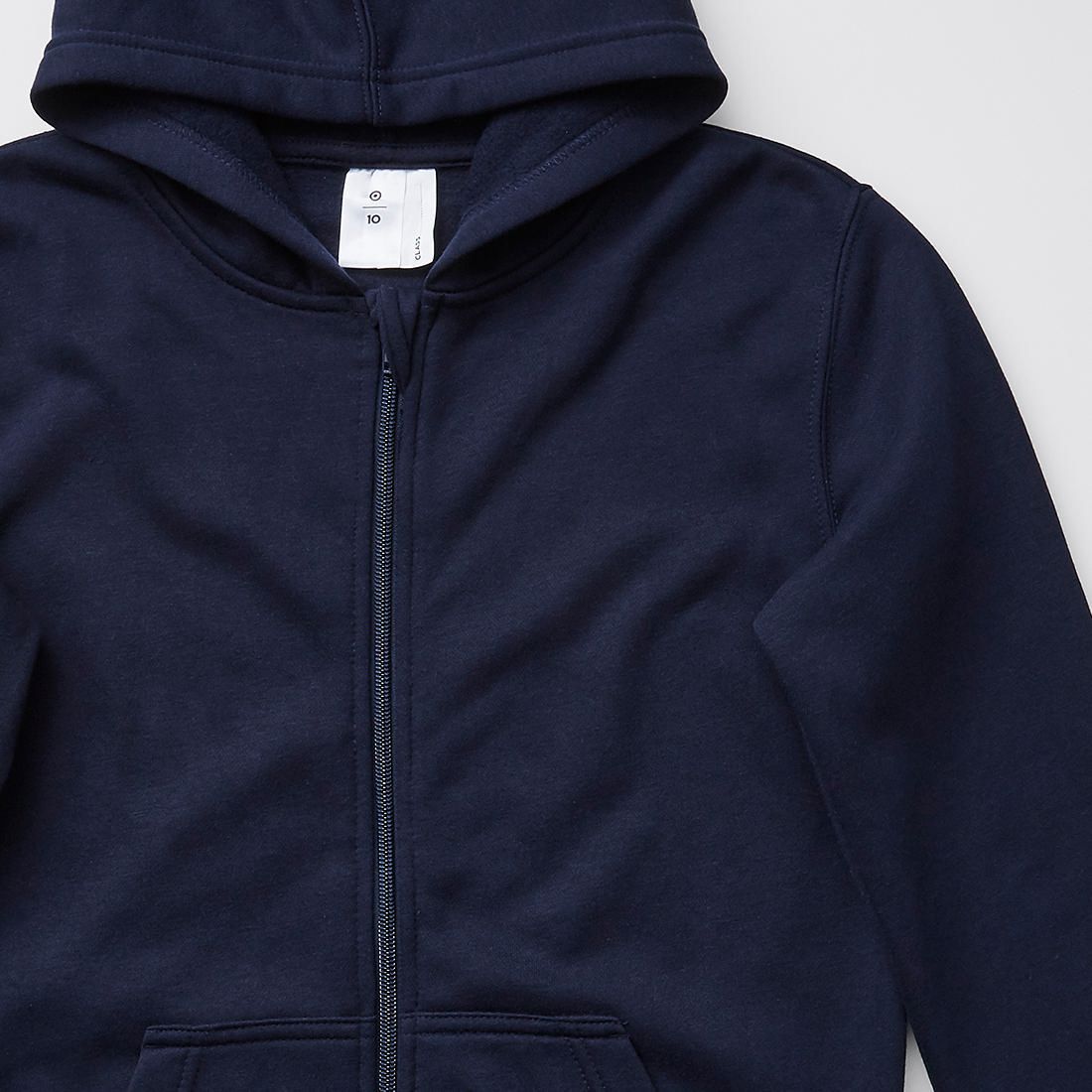 navy zip through school moletom com capuz