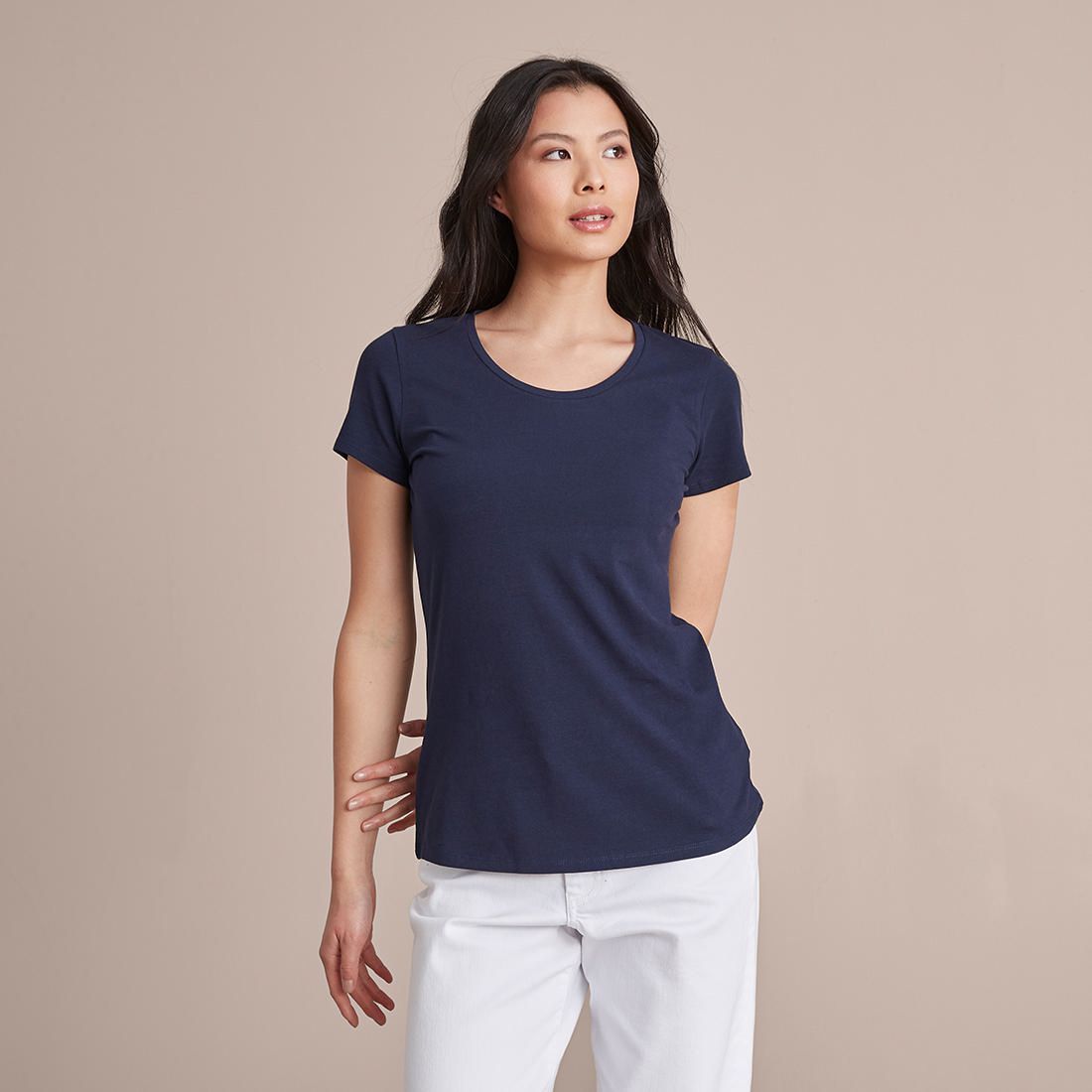 Organic Cotton Crew Neck T-Shirt - Navy 