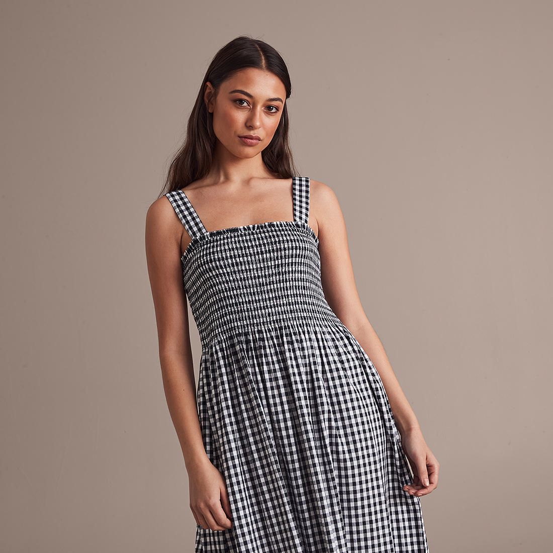 gingham dress midi