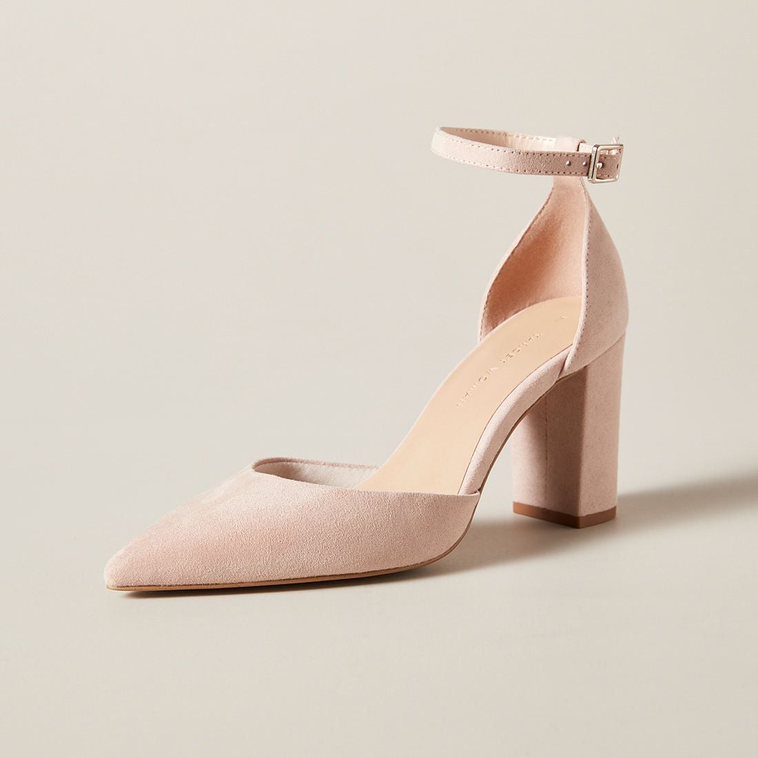 blush ankle strap heels