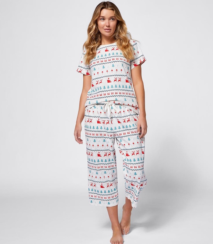 Christmas Womens Fairisle T Shirt And 3 4 Pants Sleep Set Target Australia