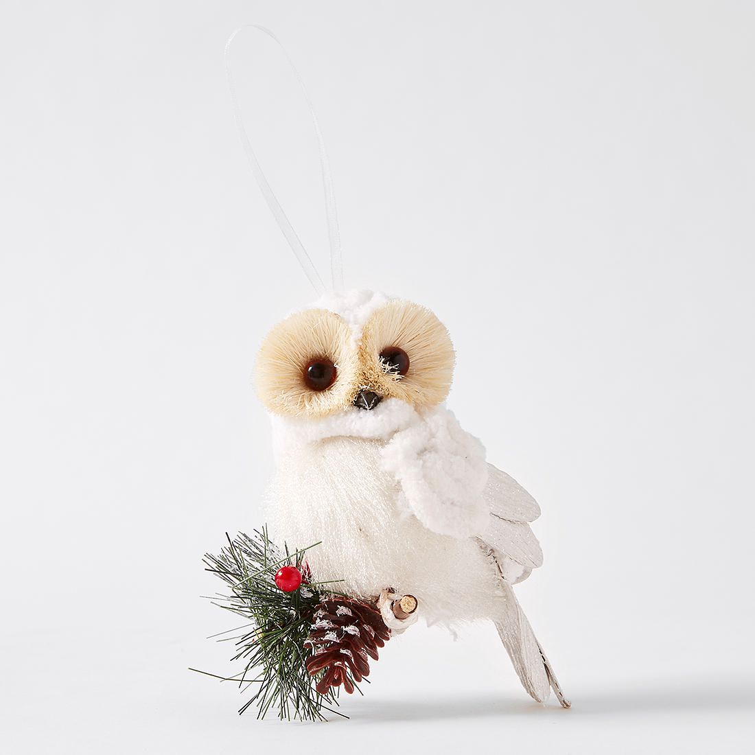 3323061 4.5" Glass Owl Ornament-set of 3  Holiday Christmas Birds Forest 