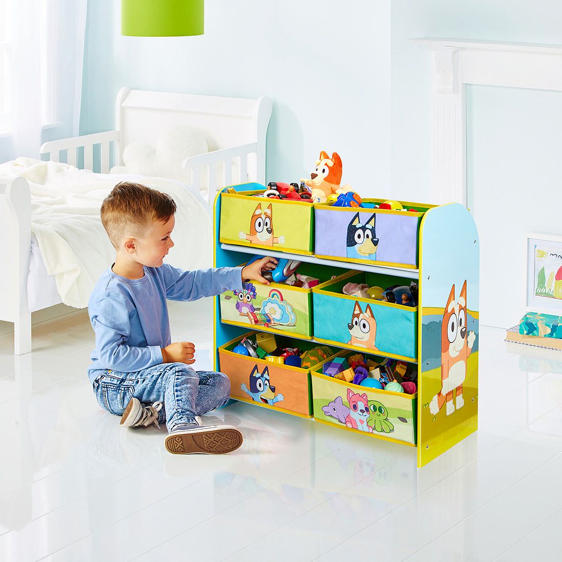 blue toy storage unit