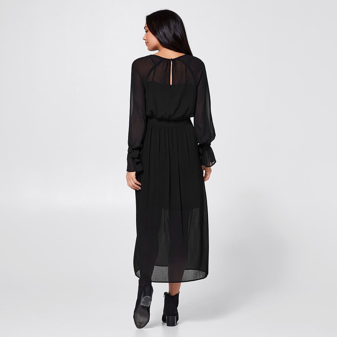 Pleated Maxi Dress Black Target Australia