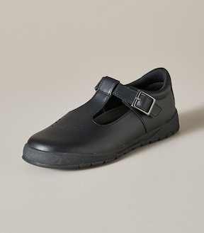 Kids Youth Good Fit T-Bar Leather School Shoes