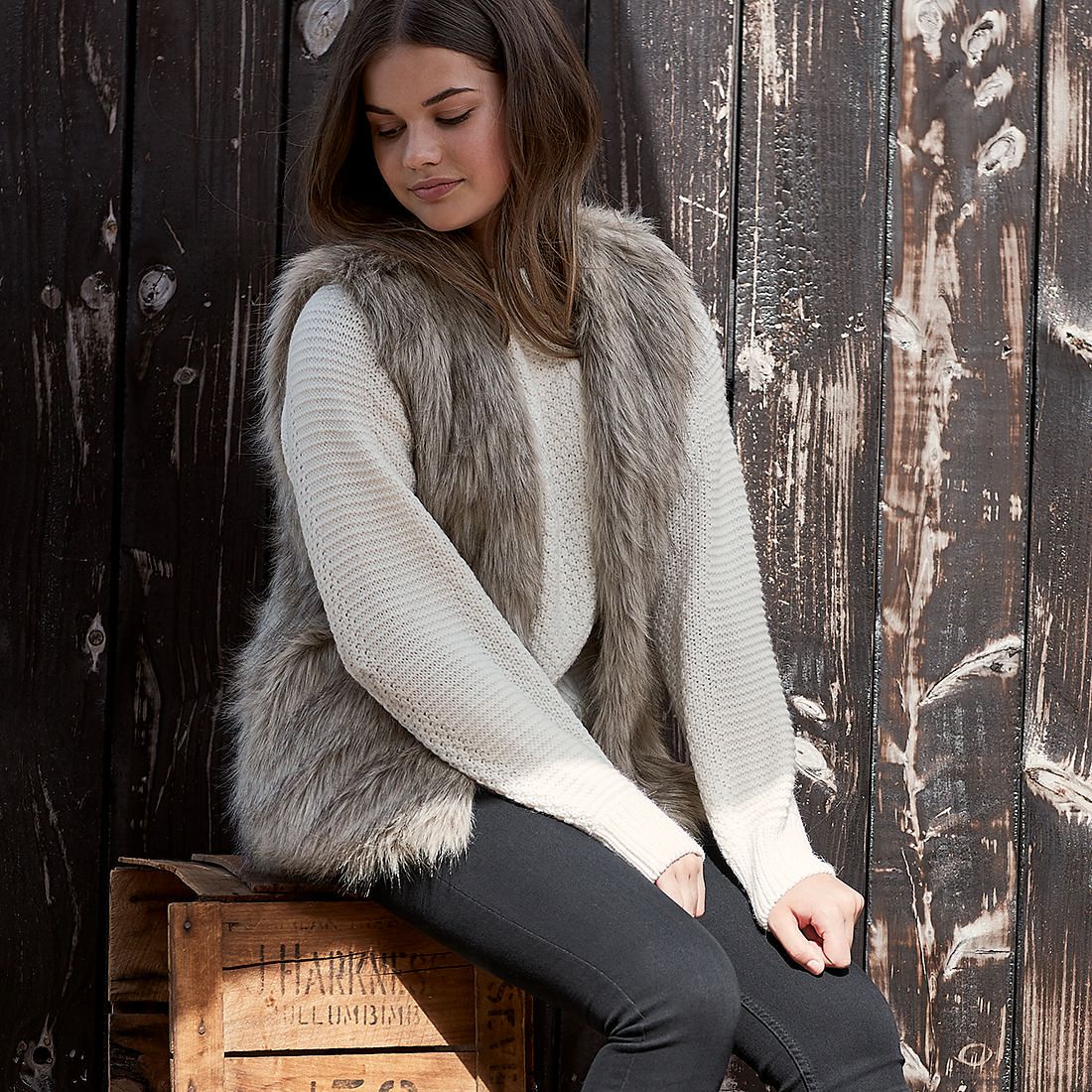 womens faux fur vest target