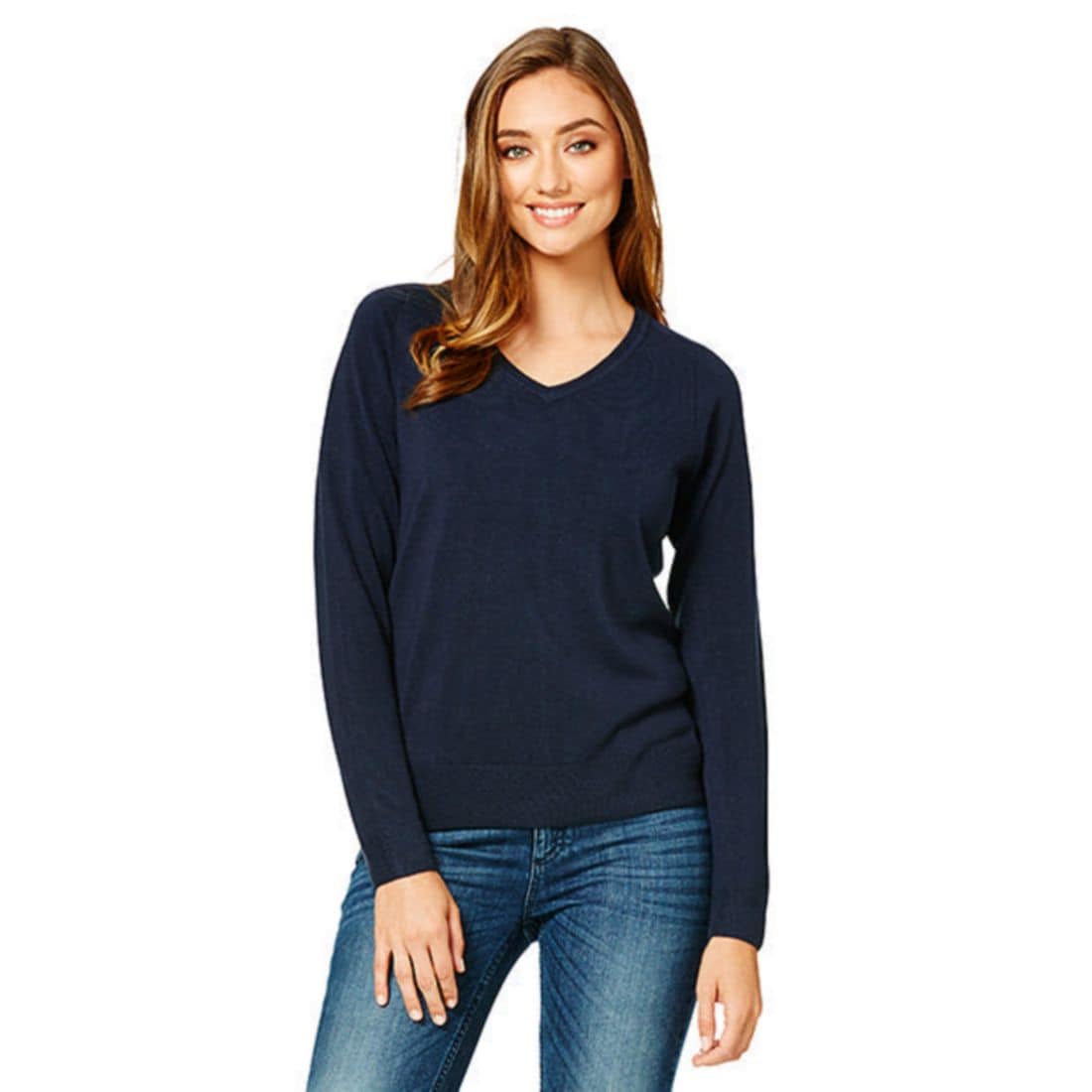 Cashmere Feel V-Neck Jumper - Navy 