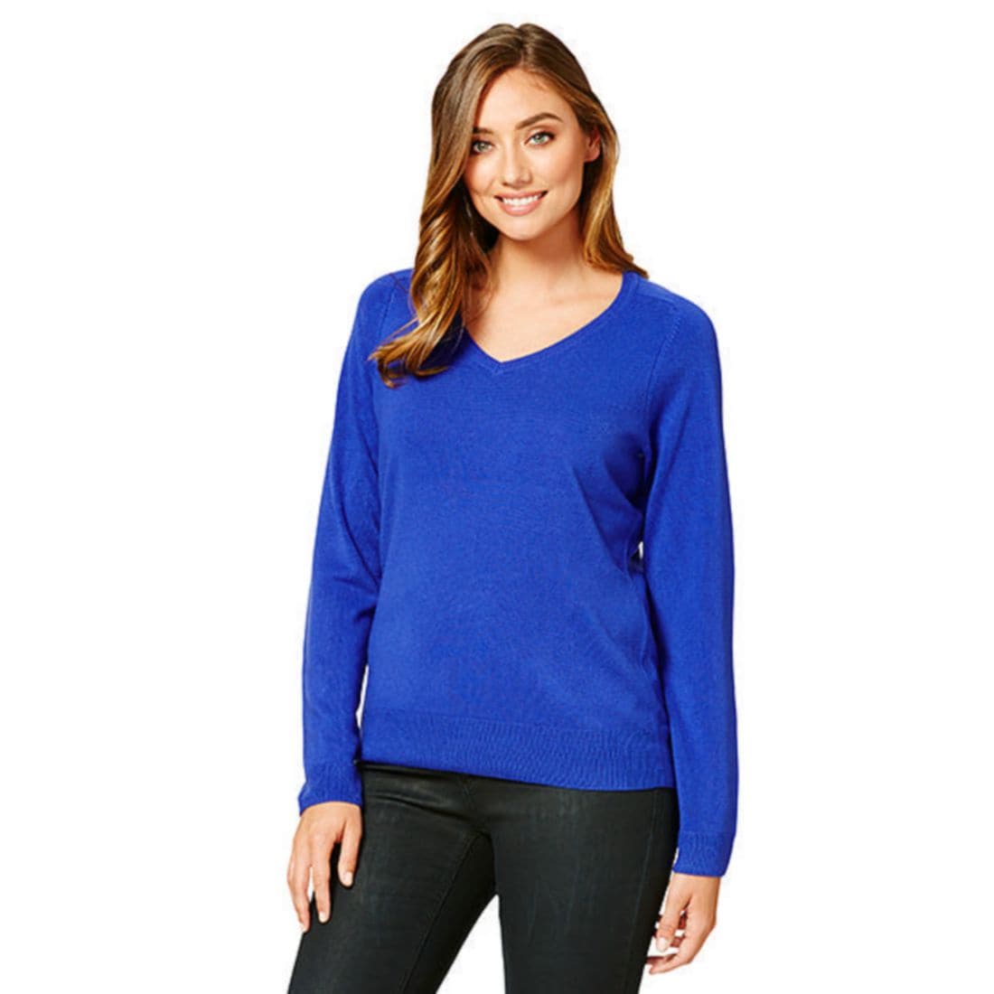 Cashmere Feel V-Neck Jumper - Cobalt 
