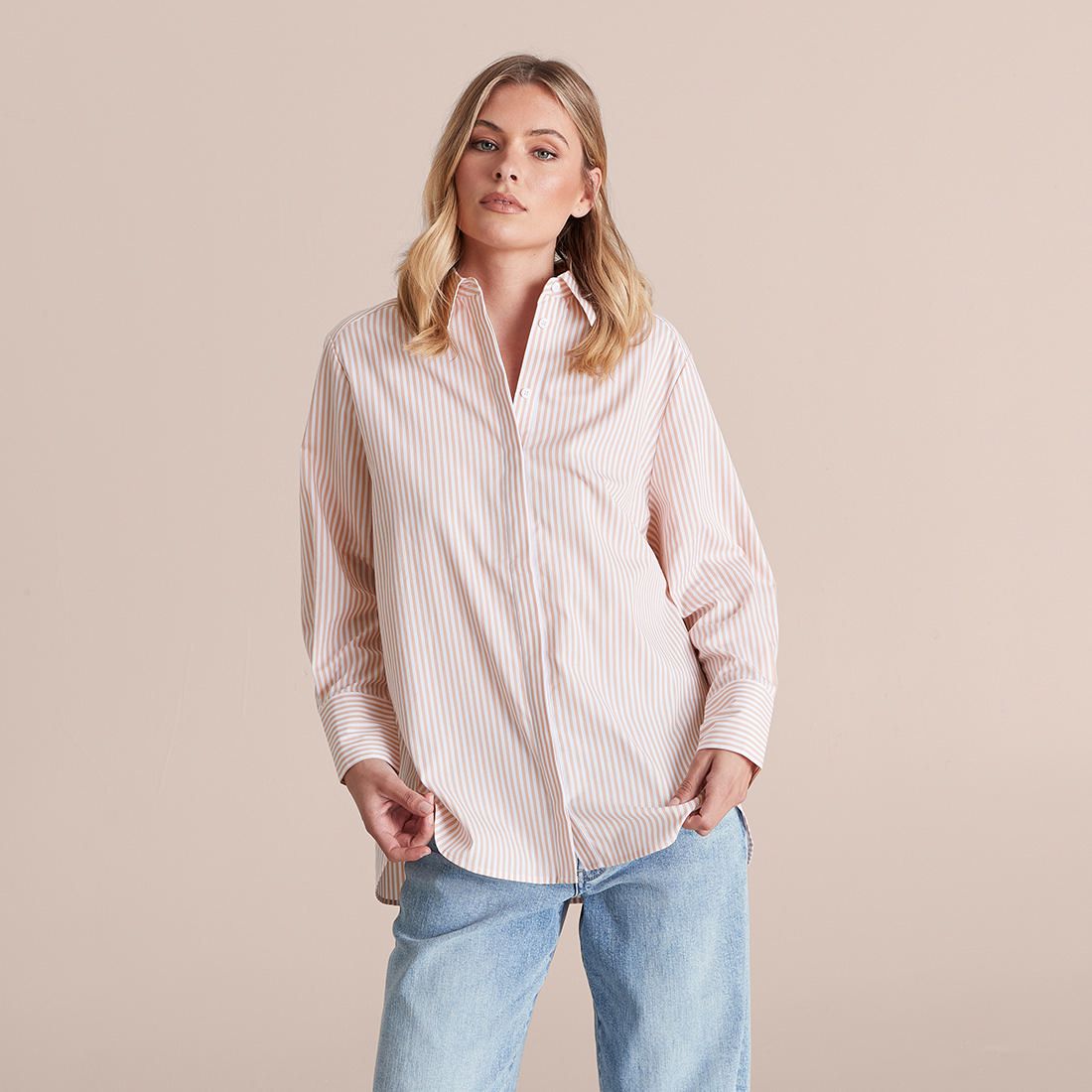 Preview Button Through Oversized Shirt 