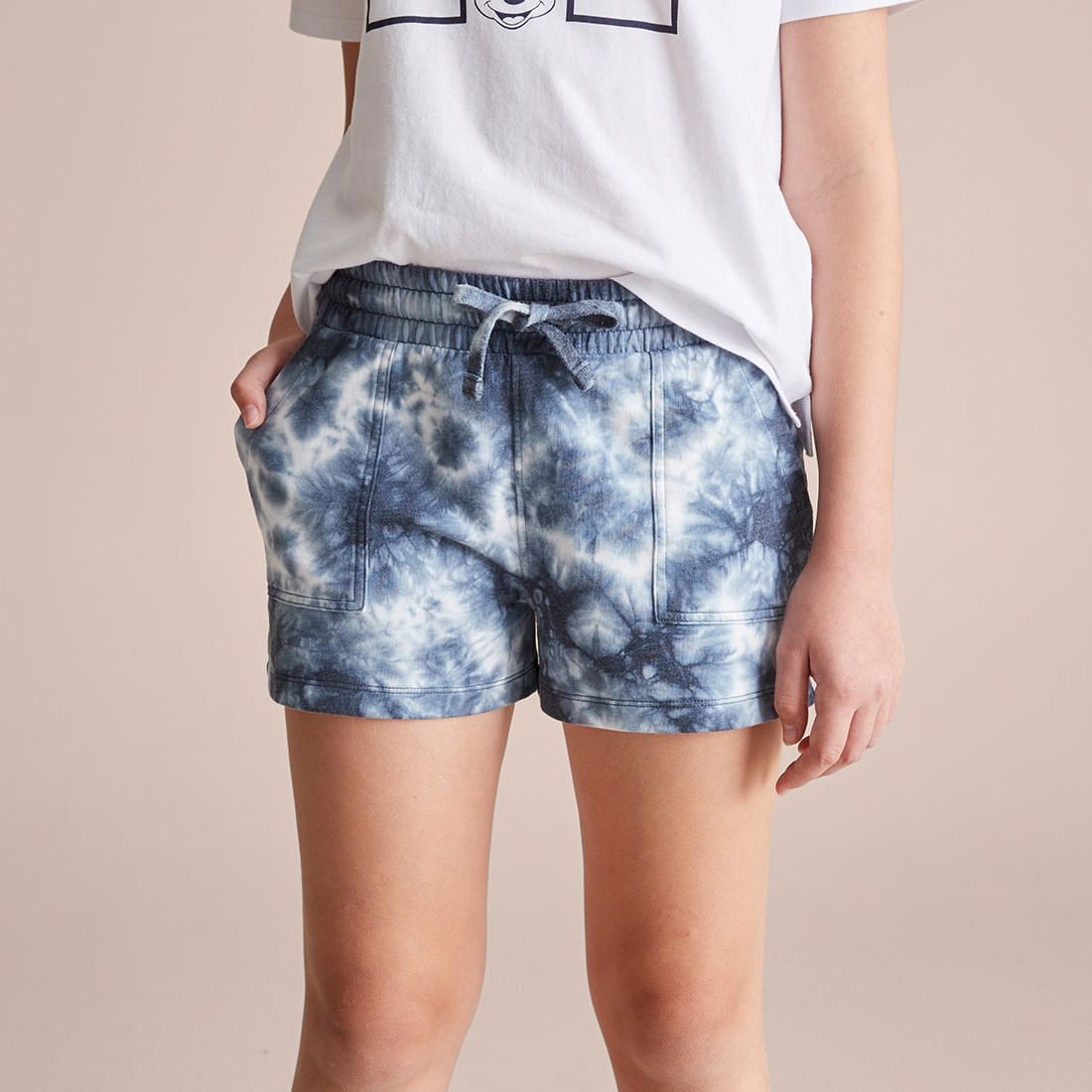Tie-Dye Sweat Shorts - Navy Blue 