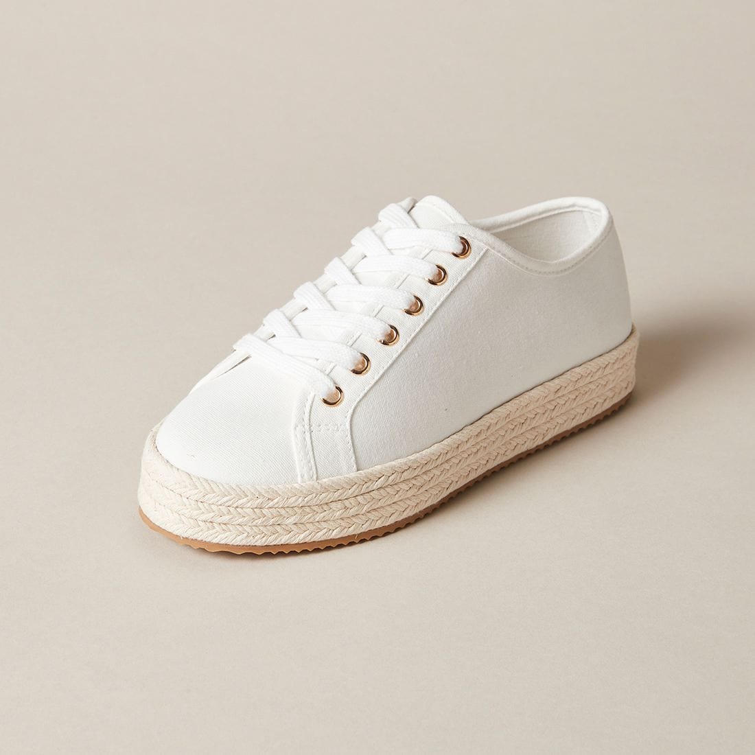 Lace Up Espadrille Plimsolls Canvas Lace-Up Womens Espadrille