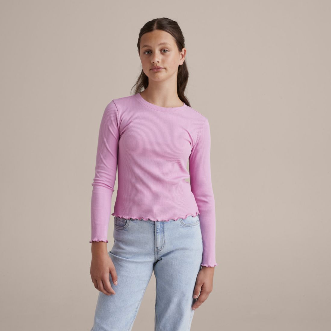 Rib Long Sleeve Top - Hot Pink | Target 