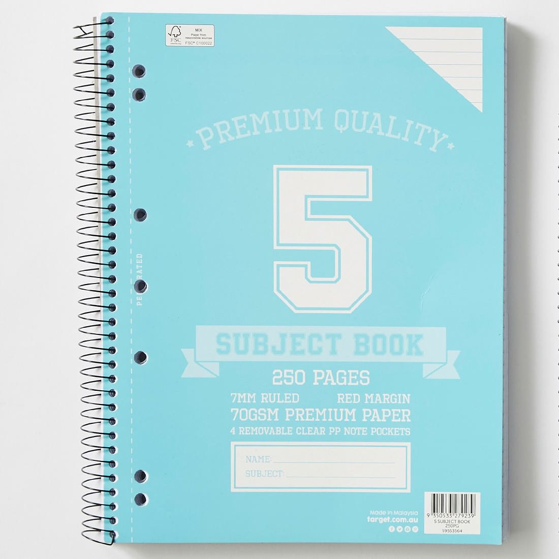 5 subject book 250