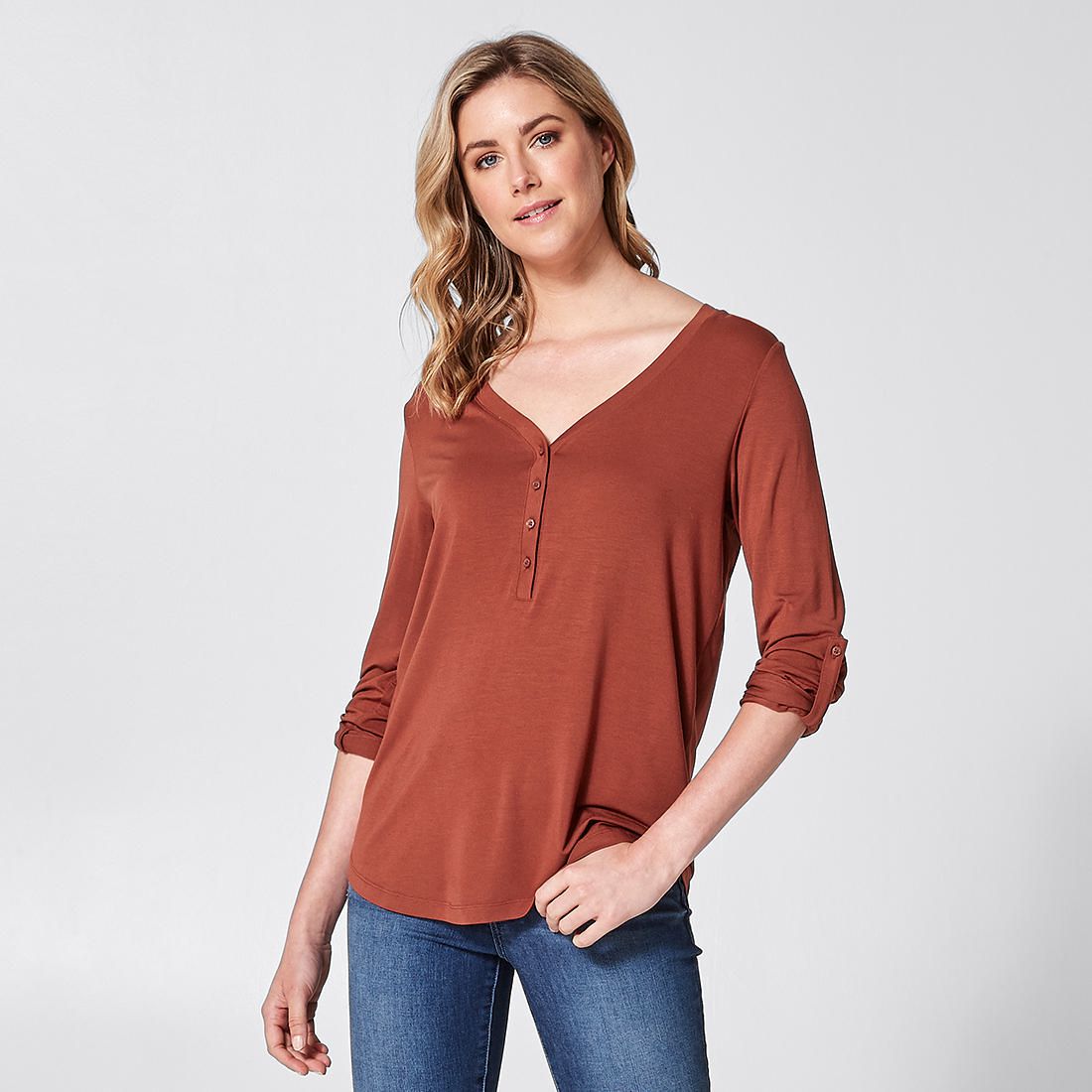 Rory Henley Long Sleeve Top - Burnt 