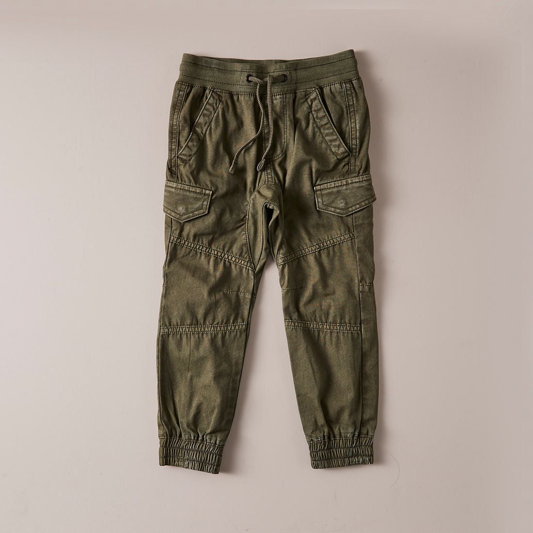 Cuffed Cargo Pants - Dark Khaki 