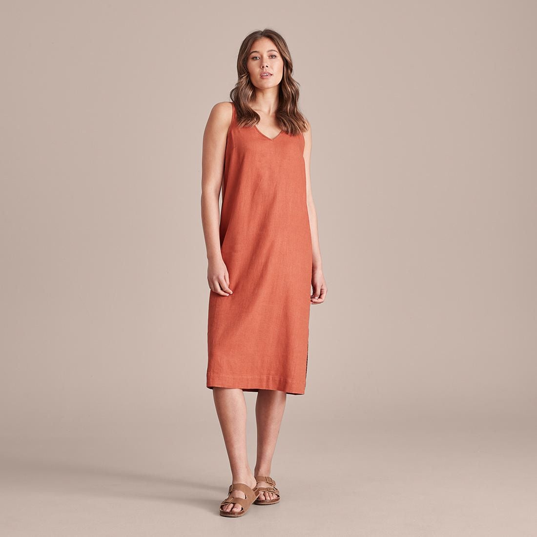 linen mix shift dress