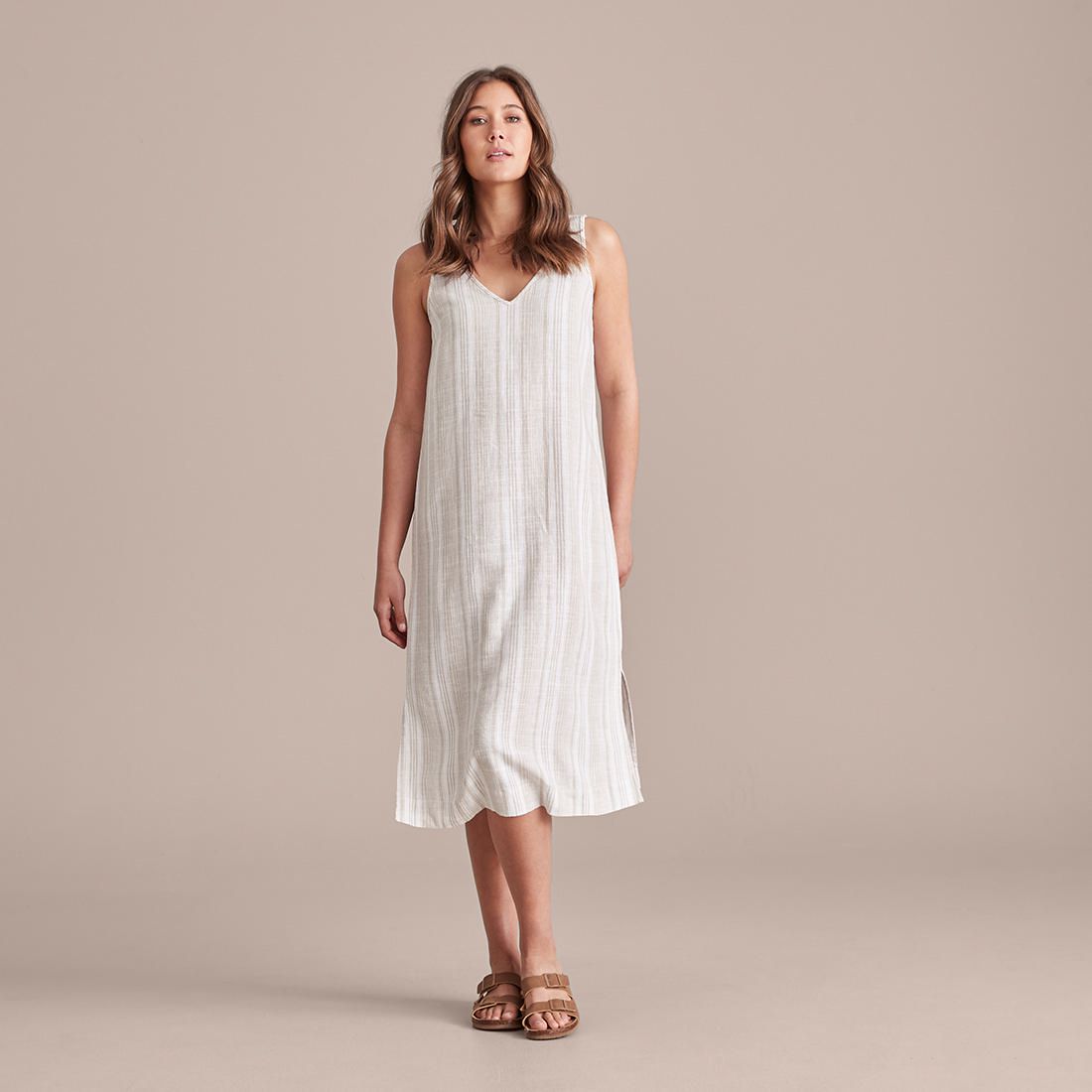 linen mix shift dress