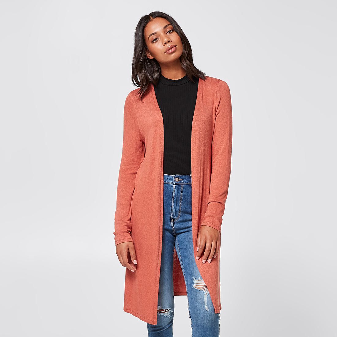 Sew Longline Cardigan - Burnt Orange 