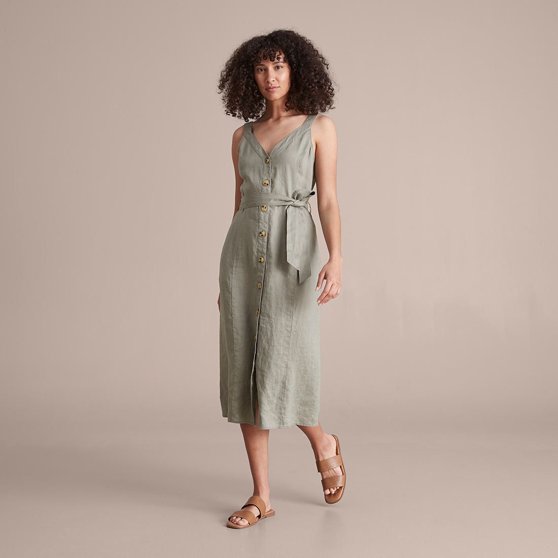 linen dress button front