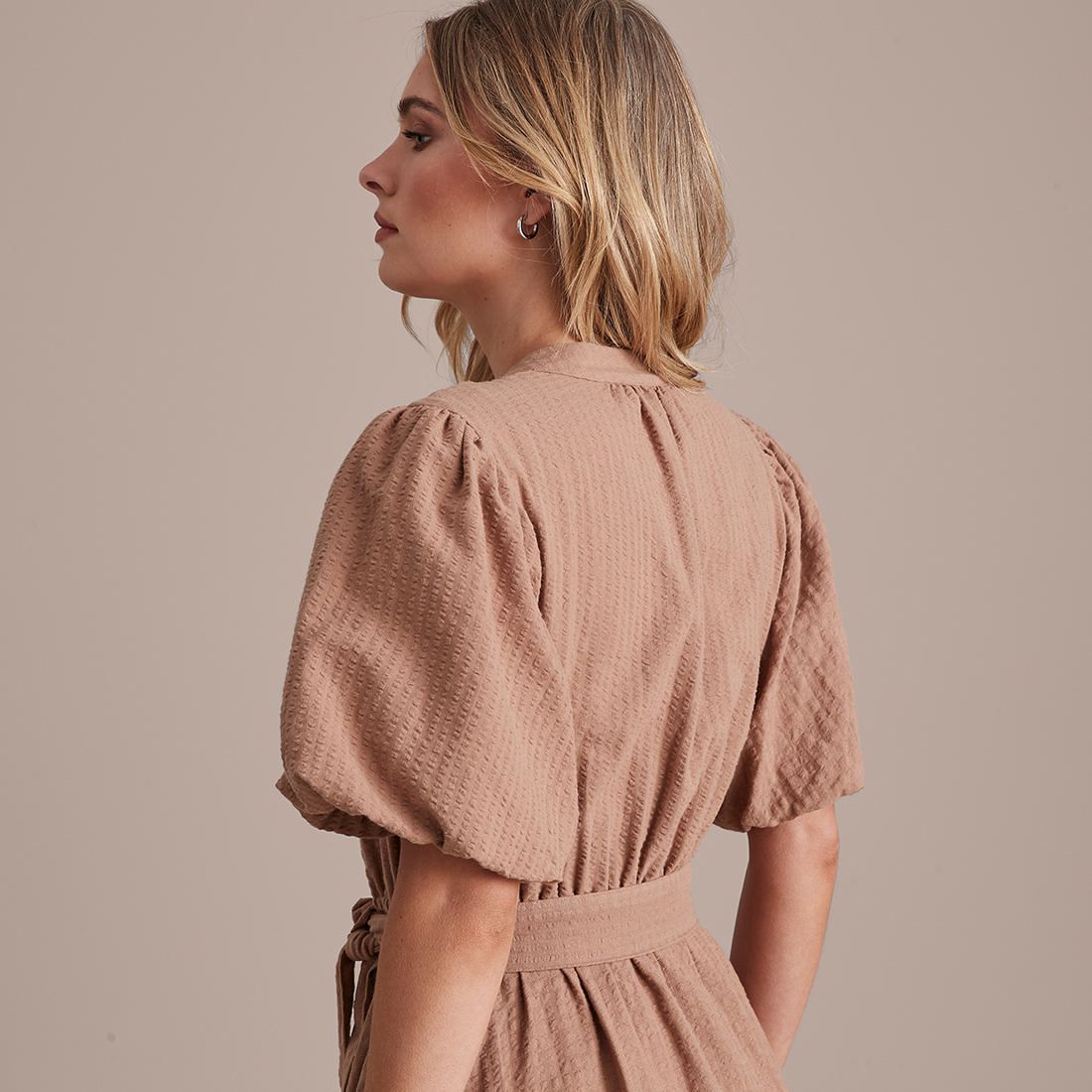 Preview Woven Button Through Midi Dress 