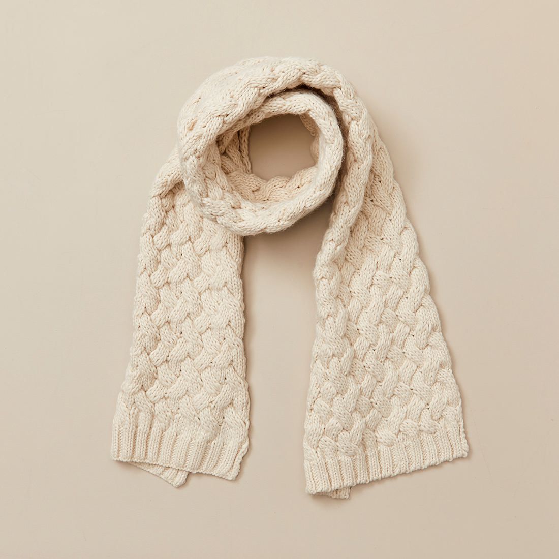 Cable Knit Scarf - Winter White 