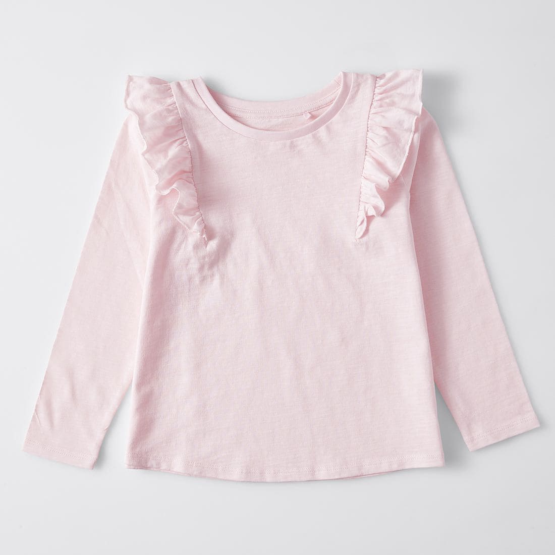 pink long sleeve ruffle top