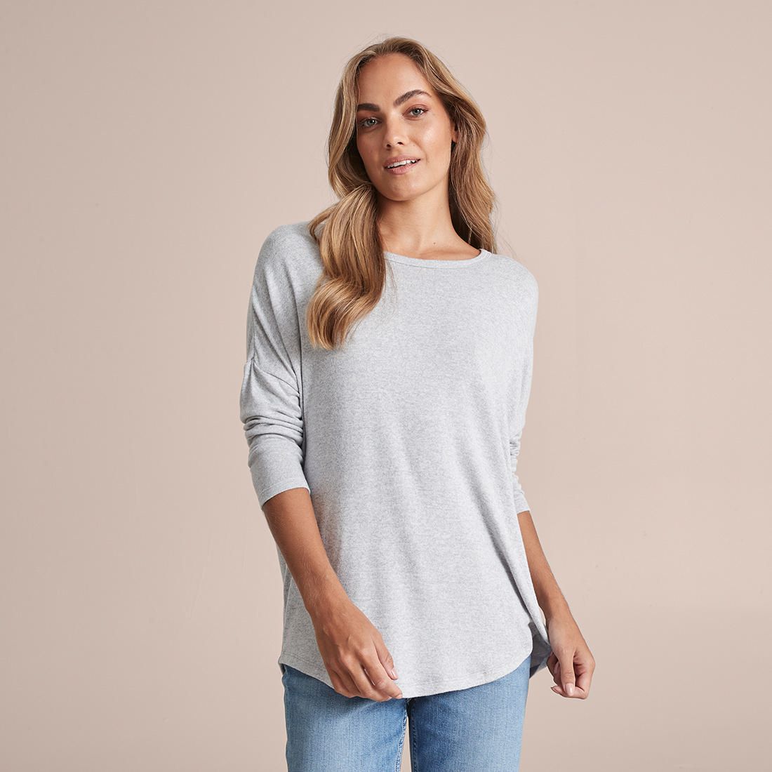 Drop Shoulder Long Sleeve Crew Neck T 