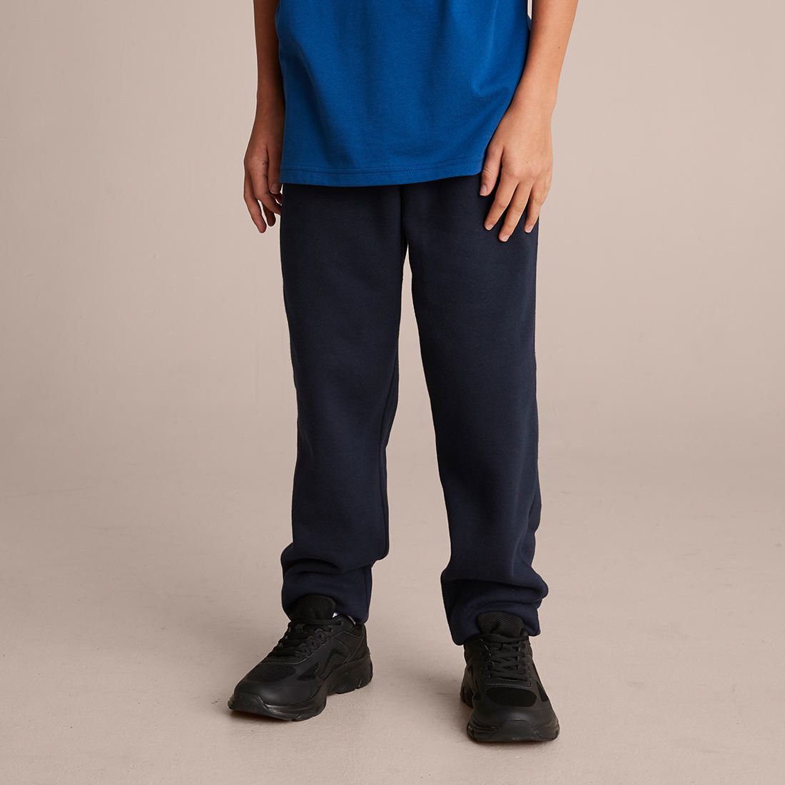 School Cuffed Fleece Trackpants - Navy 