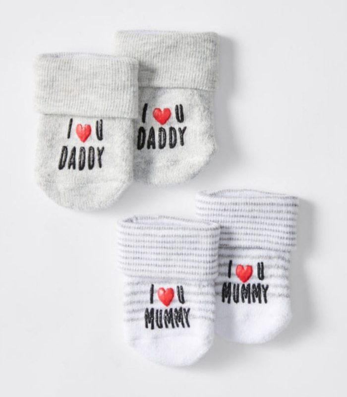 Underworks Baby 2 Pack Newborn Socks I Love Mummy And Daddy Target Australia
