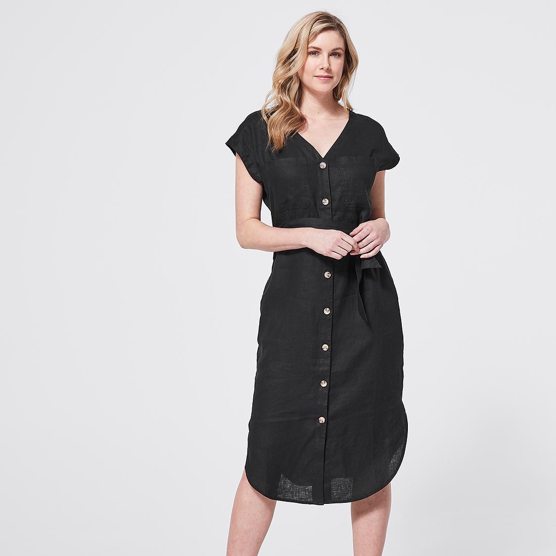 linen shift dress with sleeves