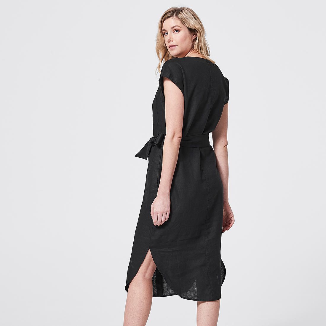 white linen dress with tie strap By The Way Side Tie Dress Oat XL main image 0