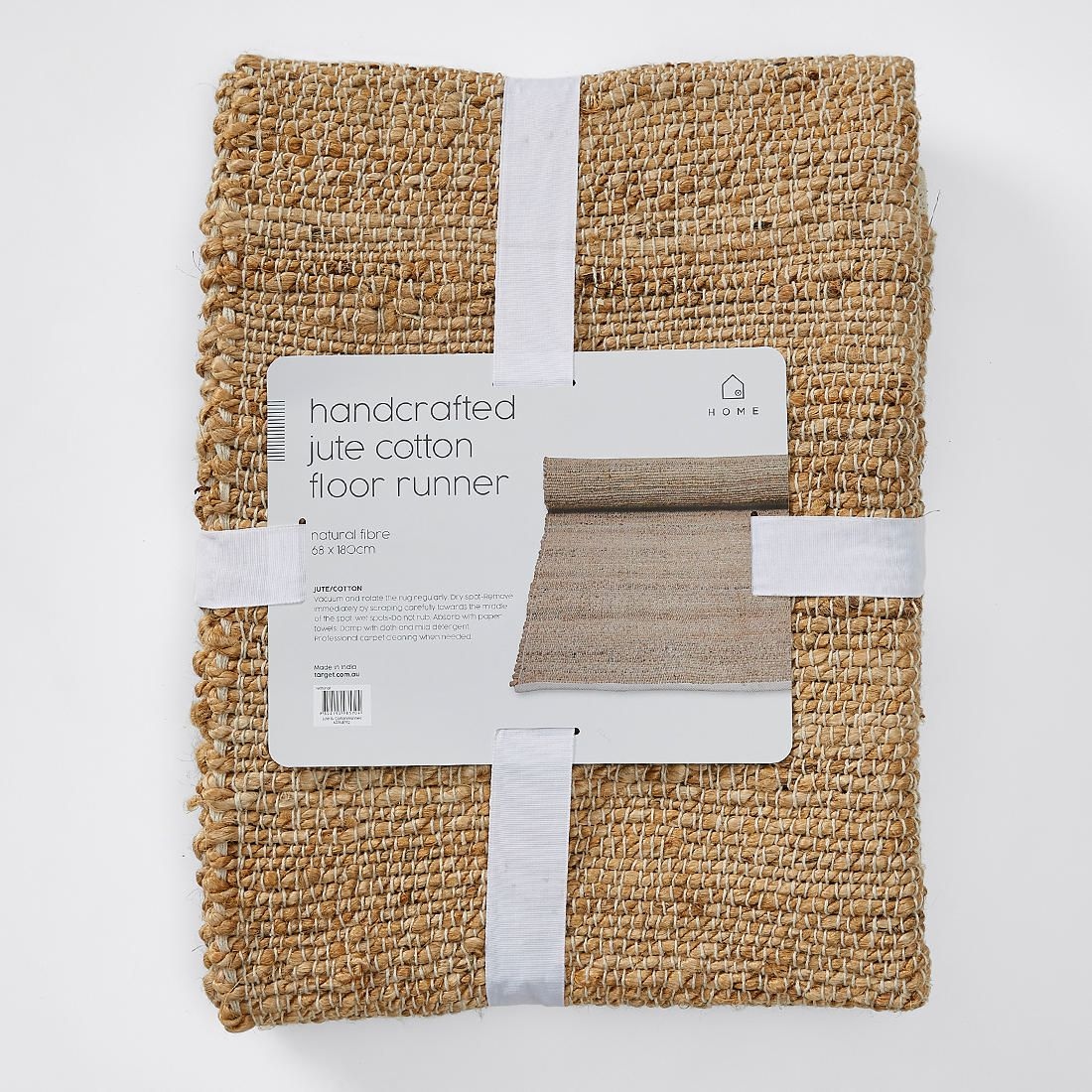 Handcrafted Jute Cotton Floor Runner 68cm X 180cm Target Australia